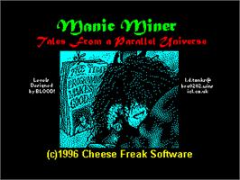 Title screen of Manic Miner 3 - Tales From A Parallel Universe - Turbo on the Sinclair ZX Spectrum.
