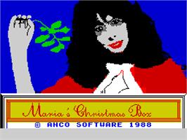 Title screen of Maria's Christmas Box on the Sinclair ZX Spectrum.