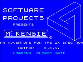 Title screen of Mckensie on the Sinclair ZX Spectrum.