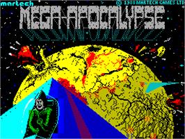 Title screen of Mega-Apocalypse on the Sinclair ZX Spectrum.