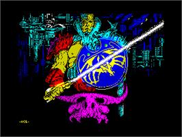 Title screen of Metropolis (Topo Soft) on the Sinclair ZX Spectrum.