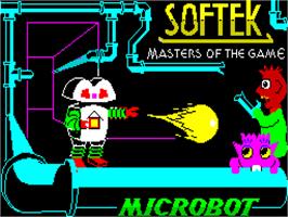 Title screen of Microbot on the Sinclair ZX Spectrum.