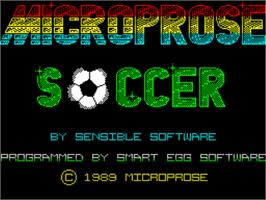 Title screen of Microprose Soccer on the Sinclair ZX Spectrum.