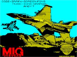 Title screen of Mig Busters on the Sinclair ZX Spectrum.