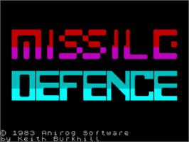Title screen of Missile Defence on the Sinclair ZX Spectrum.