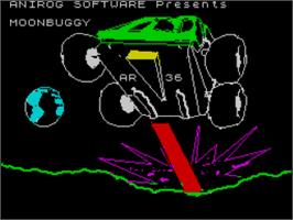 Title screen of Moon Buggy on the Sinclair ZX Spectrum.