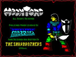 Title screen of Moontorc on the Sinclair ZX Spectrum.