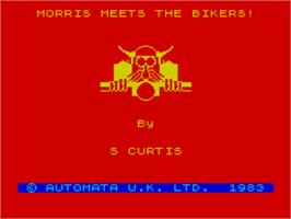 Title screen of Morris Meets The Bikers on the Sinclair ZX Spectrum.
