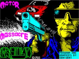 Title screen of Motor Massacre on the Sinclair ZX Spectrum.