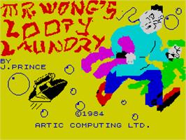 Title screen of Mr. Wong's Loopy Laundry on the Sinclair ZX Spectrum.