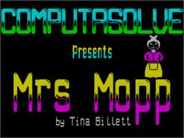 Title screen of Mrs. Mopp on the Sinclair ZX Spectrum.