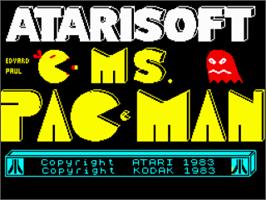 Title screen of Ms. Pac-man on the Sinclair ZX Spectrum.