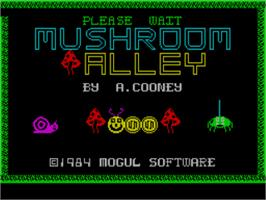 Title screen of Mushroom Alley on the Sinclair ZX Spectrum.