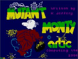 Title screen of Mutant Monty on the Sinclair ZX Spectrum.
