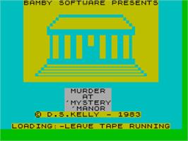 Title screen of Mystery Manor on the Sinclair ZX Spectrum.