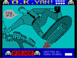 Title screen of O.k. Yah! on the Sinclair ZX Spectrum.