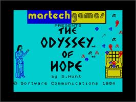 Title screen of Odyssey Of Hope, The on the Sinclair ZX Spectrum.
