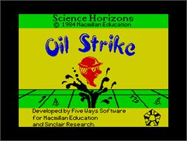 Title screen of Oil Strike on the Sinclair ZX Spectrum.