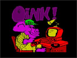Title screen of Oink! on the Sinclair ZX Spectrum.