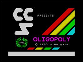 Title screen of Oligopoly on the Sinclair ZX Spectrum.