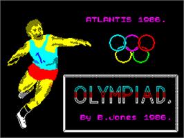 Title screen of Olympiad '86 on the Sinclair ZX Spectrum.