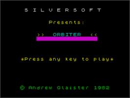 Title screen of Orbiter on the Sinclair ZX Spectrum.