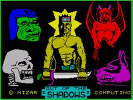 Title screen of Out Of The Shadows on the Sinclair ZX Spectrum.