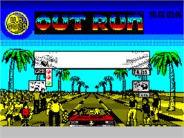Title screen of Out Run on the Sinclair ZX Spectrum.