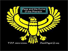 Title screen of Page And The Curse Of The Pharaoh on the Sinclair ZX Spectrum.