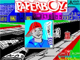 Title screen of Paperboy on the Sinclair ZX Spectrum.