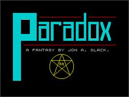 Title screen of Paradox on the Sinclair ZX Spectrum.