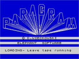 Title screen of Paragram on the Sinclair ZX Spectrum.