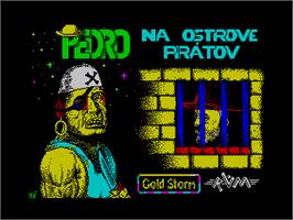 Title screen of Pedro Na Ostrove Piratov on the Sinclair ZX Spectrum.