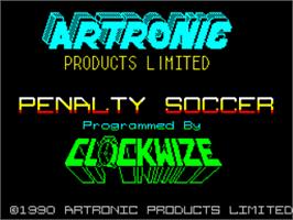 Title screen of Penalty Soccer on the Sinclair ZX Spectrum.