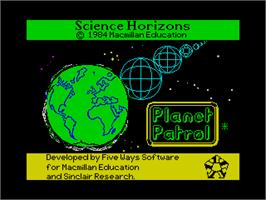Title screen of Planet Patrol on the Sinclair ZX Spectrum.