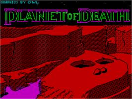 Title screen of Planet of Death on the Sinclair ZX Spectrum.
