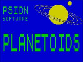 Title screen of Planetoids on the Sinclair ZX Spectrum.
