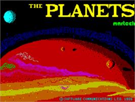 Title screen of Planets on the Sinclair ZX Spectrum.