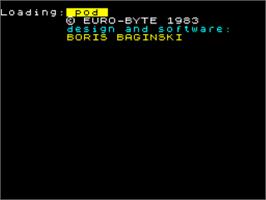 Title screen of Pod on the Sinclair ZX Spectrum.