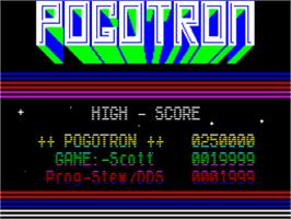 Title screen of Pogotron on the Sinclair ZX Spectrum.