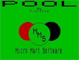 Title screen of Pool (Omega) on the Sinclair ZX Spectrum.