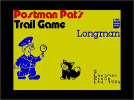 Title screen of Postman Pat's Trail Game on the Sinclair ZX Spectrum.
