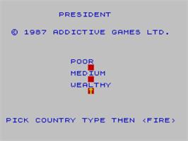 Title screen of President Plus on the Sinclair ZX Spectrum.