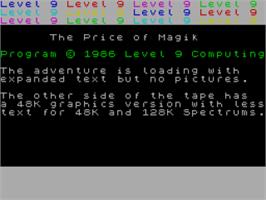 Title screen of Price of Magik, The on the Sinclair ZX Spectrum.