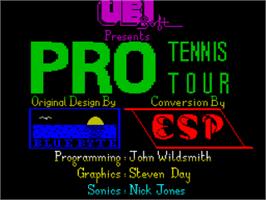 Title screen of Pro Tennis Tour on the Sinclair ZX Spectrum.