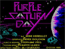 Title screen of Purple Saturn Day on the Sinclair ZX Spectrum.