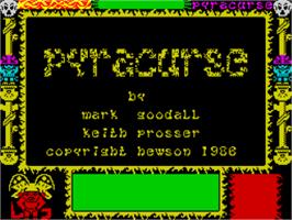Title screen of Pyracurse on the Sinclair ZX Spectrum.