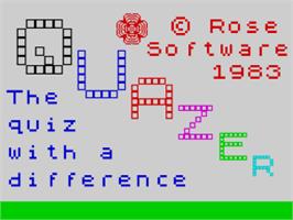 Title screen of Quazer on the Sinclair ZX Spectrum.