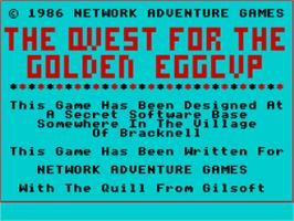 Title screen of Quest For The Golden Eggcup, The on the Sinclair ZX Spectrum.