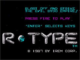 Title screen of R-type on the Sinclair ZX Spectrum.